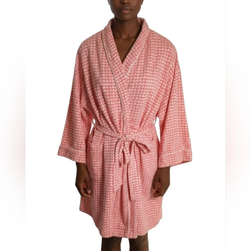 Kate Spade Signature Heart Pink Kimono Fit Tie Above Knee Robe Size Medium